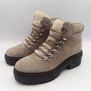 Marc‎ Fisher LTD Nairy Suede Taupe Gray Hiking Boots Women's 5.5 Moto